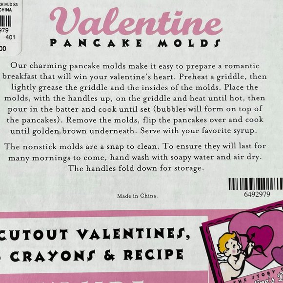 Williams-Sonoma Valentine Pancake Molds Set of 3 | Hearts Cupid Valentine's Day - Picture 7 of 7